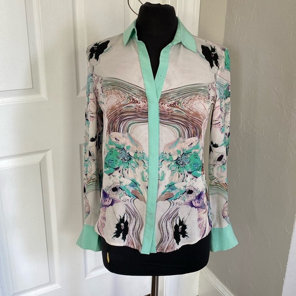 Prabal Gurung  Graphic Button Down Silk Shirt - Picture 1 of 7